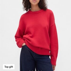 Gap 100% Cotton Red Crew Neck Sweater (like new)